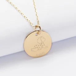 Best HappyBulle Pendentif personnalisé prénom médaille gravée plaqué or 19 mm - x Marie Savart Plaqué or 18k