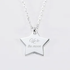 New HappyBulle Pendentif personnalisé prénom médaille gravée argent dormeuse étoile 20x20 Argent rhodié 925