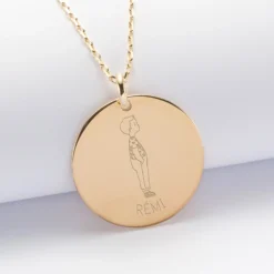 Sale HappyBulle Pendentif personnalisé prénom médaille gravée plaqué or 27 mm - x Marie Savart Plaqué or 18k