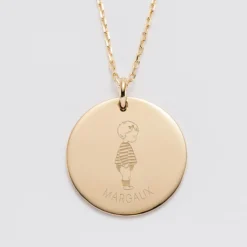 Sale HappyBulle Pendentif personnalisé prénom médaille gravée plaqué or 27 mm - x Marie Savart Plaqué or 18k