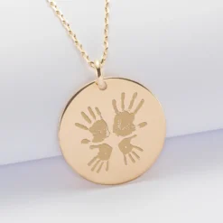 Sale HappyBulle Pendentif personnalisé prénom médaille gravée plaqué or 27 mm - x Marie Savart Plaqué or 18k
