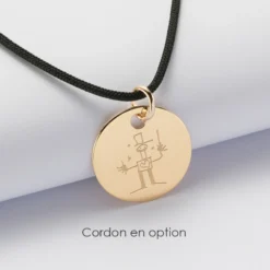Sale HappyBulle Pendentif personnalisé prénom médaille gravée plaqué or 27 mm - x Marie Savart Plaqué or 18k