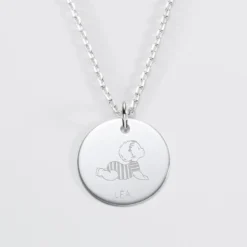 Sale HappyBulle Pendentif personnalisé prénom médaille gravée argent 19 mm - x Marie Savart Argent rhodié 925