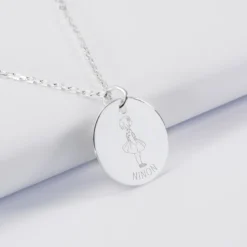 Sale HappyBulle Pendentif personnalisé prénom médaille gravée argent 19 mm - x Marie Savart Argent rhodié 925