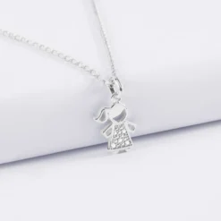 Outlet HappyBulle Pendentif petite fille scintillante argent 12 mm Argent rhodié 925