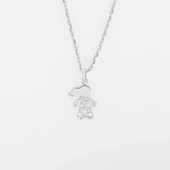 Outlet HappyBulle Pendentif petite fille scintillante argent 12 mm Argent rhodié 925