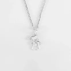 Sale HappyBulle Pendentif petite fille zircon argent 12 mm Argent rhodié 925