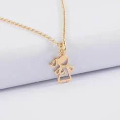 HappyBulle Pendentif petite fille zircon plaqué or 12 mm Plaqué or 18k