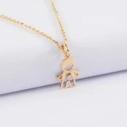 HappyBulle Pendentif petit garçon zircon plaqué or 12 mm Plaqué or 18k