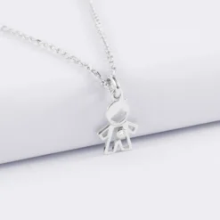 Outlet HappyBulle Pendentif petit garçon zircon argent 12 mm Argent rhodié 925