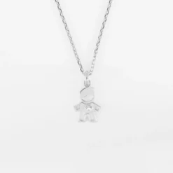 Outlet HappyBulle Pendentif petit garçon zircon argent 12 mm Argent rhodié 925