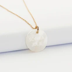 HappyBulle Pendentif plaqué or personnalisé médaille gravée nacre 19 mm