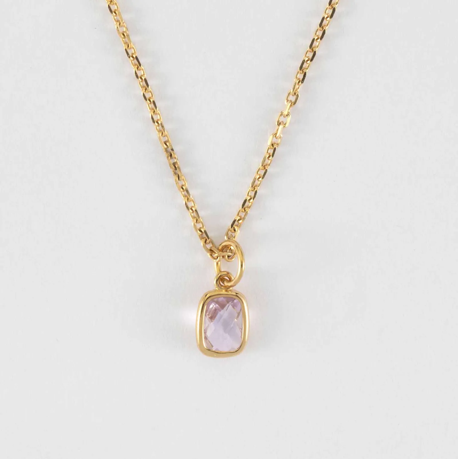 HappyBulle Pendentif rectangle zircon plaqué or 9 mm
