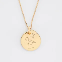 Discount HappyBulle Pendentif réversible personnalisé double médailles gravées plaqué or 10 mm et 19 mm Plaqué or 18k