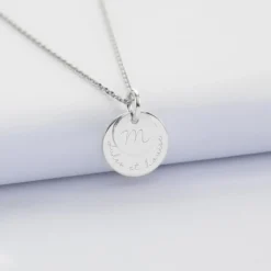 New HappyBulle Pendentif réversible personnalisé double médailles gravées argent 10 mm et 15 mm Argent rhodié 925