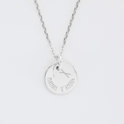 New HappyBulle Pendentif réversible personnalisé double médailles gravées argent 10 mm et 15 mm Argent rhodié 925