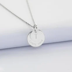 New HappyBulle Pendentif réversible personnalisé double médailles gravées argent 10 mm et 15 mm Argent rhodié 925
