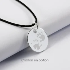New HappyBulle Pendentif réversible personnalisé double médailles gravées argent 10 mm et 15 mm Argent rhodié 925