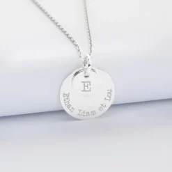 New HappyBulle Pendentif réversible personnalisé double médailles gravées argent 10 mm et 19 mm Argent rhodié 925