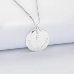 New HappyBulle Pendentif réversible personnalisé double médailles gravées argent 10 mm et 19 mm Argent rhodié 925