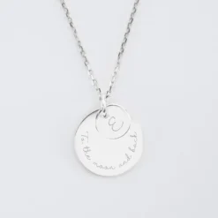 New HappyBulle Pendentif réversible personnalisé double médailles gravées argent 10 mm et 19 mm Argent rhodié 925