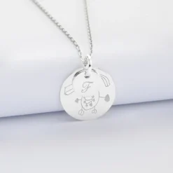 New HappyBulle Pendentif réversible personnalisé double médailles gravées argent 10 mm et 19 mm Argent rhodié 925