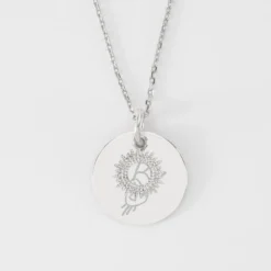 Online HappyBulle Pendentif réversible personnalisé médaille gravée argent 19 mm et breloque soleil 10 mm Argent rhodié 925