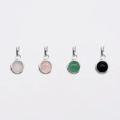Outlet HappyBulle Pendentif réversible personnalisé médaille gravée argent 15 mm et breloque pierre naturelle 8 mm Argent rhodié 925