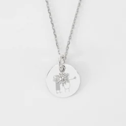 New HappyBulle Pendentif réversible personnalisé médaille gravée argent 15 mm et breloque étoile brillante 6 mm Argent rhodié 925