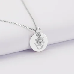 New HappyBulle Pendentif réversible personnalisé médaille gravée argent 15 mm et breloque étoile brillante 6 mm Argent rhodié 925