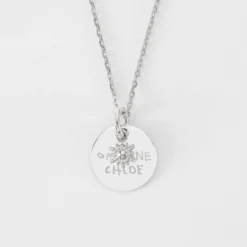 New HappyBulle Pendentif réversible personnalisé médaille gravée argent 15 mm et breloque étoile brillante 6 mm Argent rhodié 925