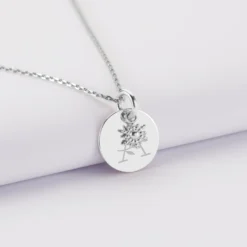 New HappyBulle Pendentif réversible personnalisé médaille gravée argent 15 mm et breloque étoile brillante 6 mm Argent rhodié 925