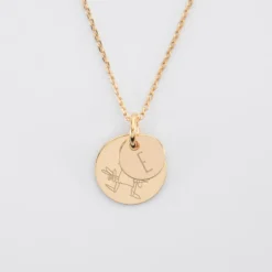 Hot HappyBulle Pendentif réversible personnalisé double médailles gravées plaqué or 10 mm et 15 mm Plaqué or 18k