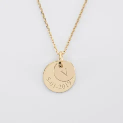 Hot HappyBulle Pendentif réversible personnalisé double médailles gravées plaqué or 10 mm et 15 mm Plaqué or 18k