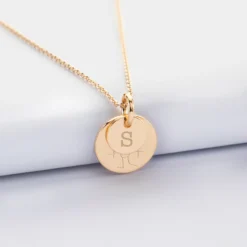 Hot HappyBulle Pendentif réversible personnalisé double médailles gravées plaqué or 10 mm et 15 mm Plaqué or 18k