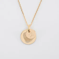Hot HappyBulle Pendentif réversible personnalisé double médailles gravées plaqué or 10 mm et 15 mm Plaqué or 18k