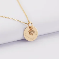 Discount HappyBulle Pendentif réversible personnalisé médaille gravée plaqué or 15 mm et breloque étoile brillante 6 mm Plaqué or 18k