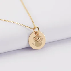 Discount HappyBulle Pendentif réversible personnalisé médaille gravée plaqué or 15 mm et breloque étoile brillante 6 mm Plaqué or 18k