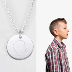 Clearance HappyBulle Pendentif silhouette personnalisé médaille argent 19 mm - "Profil gravé" Argent rhodié 925