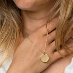 Sale HappyBulle Pendentif silhouette personnalisé médaille plaqué or 19 mm - 