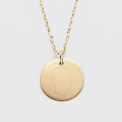 Sale HappyBulle Pendentif silhouette personnalisé médaille plaqué or 19 mm - 