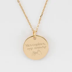 Hot HappyBulle Pendentif Témoin personnalisé médaille soleil coeur bombé gravée plaqué or 19 mm Plaqué or 18k