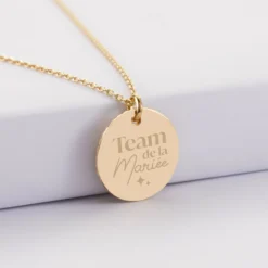 Hot HappyBulle Pendentif Témoin personnalisé médaille soleil coeur bombé gravée plaqué or 19 mm Plaqué or 18k