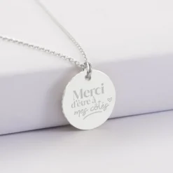 Discount HappyBulle Pendentif Témoin personnalisé médaille soleil coeur bombé gravée argent 19 mm Argent rhodié 925