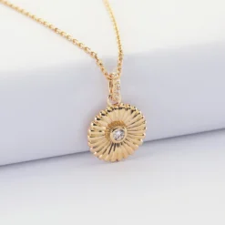 Outlet HappyBulle Pendentif scintillant plaqué or 14 mm Tournesol