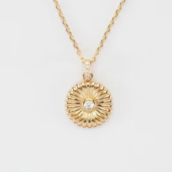 Outlet HappyBulle Pendentif scintillant plaqué or 14 mm Tournesol