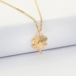 Online HappyBulle Pendentif scintillant plaqué or 15 mm Trèfle