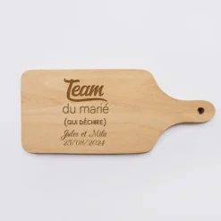 Outlet HappyBulle Planche à découper avec poignée EVG personnalisée bois gravé 12x26 cm