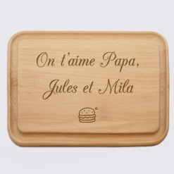 New HappyBulle Planche à découper cuisine personnalisée bois gravé 35x25 cm