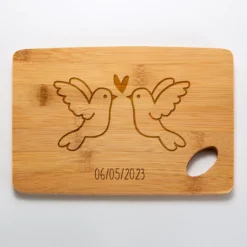 Sale HappyBulle Planche à découper Marié personnalisée bambou gravé 20x15 cm